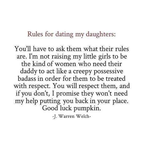 ⠀⠀⠀⠀⠀ ⠀⠀⠀⠀⠀⠀⠀⠀⠀ ⠀⠀⠀⠀⠀⠀⠀⠀⠀ ⠀⠀⠀⠀⠀⠀⠀⠀⠀ #respectwomen #respect #daddyslittlegirl #girlspower #chivalry… Rules For Dating My Daughter, Rules For Dating, Raising Daughters, Dating My Daughter, Soulja Boy, Dating Rules, Jude Law, Daughter Quotes, Date Me