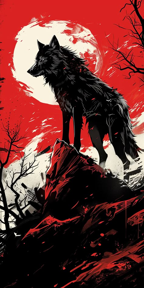 Lone Wolf Art, Moon Wolf, Main Theme, Blood Moon, Lone Wolf, Simple Graphic, Black Wolf, Wolf Art, A Wolf