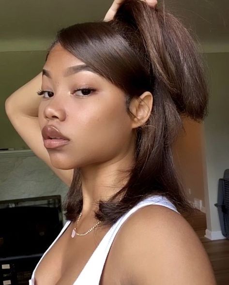 Hair Styles To Do With Straight Hair, Flat Ironed Hair Black Hairstyles Short, Short Straight Hairstyles Black Women, Flat Iron Hair, Iron Hair, Flat Iron Hair Styles, Hairstyle Inspo, Dope Hairstyles, Silk Press