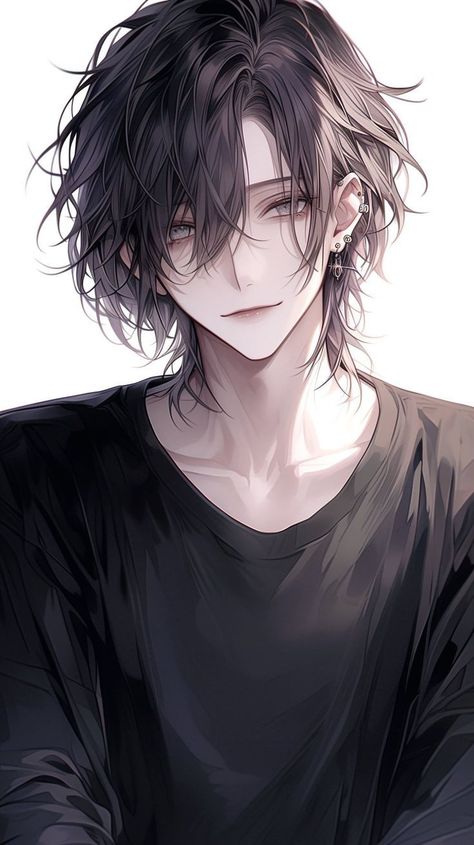 Black Haired Male Art, Male Anime Oc, Anime Oc Male, Anime Boy Hair, Anime Show, Popular Manga, Dark Anime Guys, Cool Anime Guys, Anime People