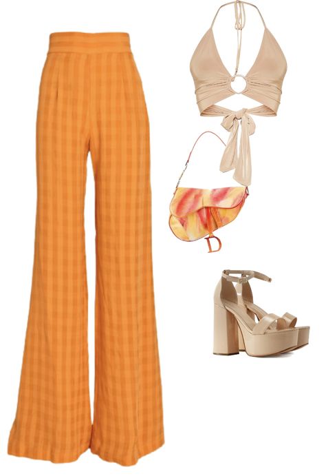 Orange 70s Outfit, 70s Night Outfit, 70s Outfit Ideas, 70s Outfit Inspiration, Orange Outfit Ideas, Hslot Outfit Ideas, 70s Inspired Outfits, Harry Styles Outfit, 70s Inspired Fashion