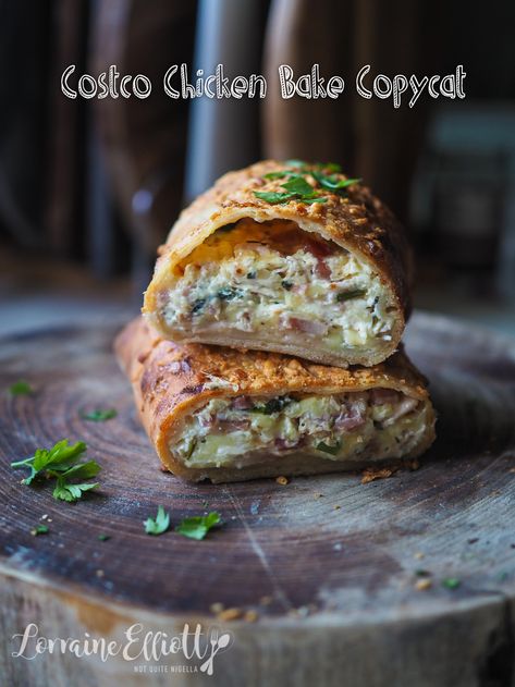 Costco Chicken Bake Recept Copycat @ Not Quite Nigella Restaurant Recipes 5 Star, Savoury Pastries, Costco Chicken Bake, Chicken Bake Recipe, Savory Pastries, Recipe Copycat, Costco Chicken, Fathead Dough, Costco Meals