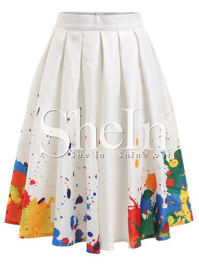 White Knee Length Skirt, Skirt Diy, Pleated Skirt Short, White Pleated Skirt, Colorful Skirts, Multicolor Skirt, Printed Pleated Skirt, Pleated Skirts, Printed Midi Skirt