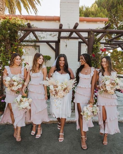 Mumu Weddings on Instagram: "It’s all about the ruffles in our Greta Dress 💕 Order now and receive in 2-7 days! �​​​​​​​​ ​​​​​​​​ ​​​​​​​​ #mumuweddings #showmetheringmumu #bridesmaids" Beige Bridesmaid Dress, Cream Bridesmaids, Cream Bridesmaid Dresses, Beige Bridesmaids, Rustic Bridesmaid Dresses, Greta Dress, Rustic Bridesmaids, Mumu Wedding, Winter Bridesmaids