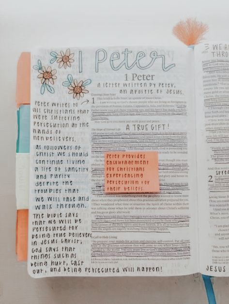 1 Peter 1 Bible Journaling, 1 Peter Bible Journaling, Bible Annotations, Peter Bible, Studying Scripture, Bible Drawings, Journal Binder, Bible Lettering, Bible Journal Notebooks