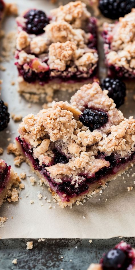 Blackberry Crumb Pie Bars [45 Minutes] - Chasety Blackberry Bars, Blackberry Filling, Crumb Pie, Crumb Bars, Brunch Spread, Shortbread Bars, Game Snacks, Pie Bars, Flaky Pastry