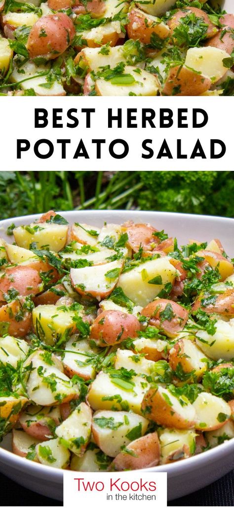 Herbed potato salad is a delicious side dish that’s quick and easy to make and bursting with lemon, garlic and fresh herb flavors.The recipe always get rave reviews at picnics, potlucks and backyard barbecues. Barbecue Side Dishes Potatoes, Light Veggie Dinner Recipes, Fresh Herb Recipes Dinners, Lemon Herb Potato Salad, Cold Summer Salads Side Dishes, Potato Bbq Sides, Fresh Sides For Bbq, Father’s Day Lunch Sides, Picnic Veggie Sides