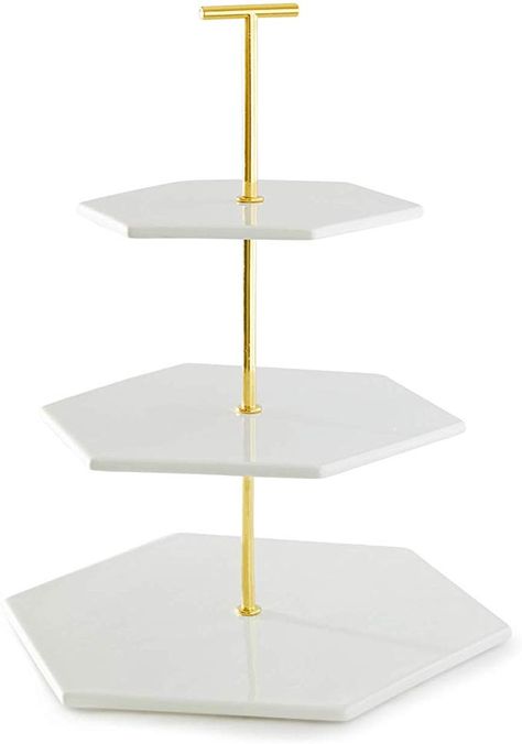 Modern Cake Stand, Tiered Serving Stand, Marble Pattern Design, Kitchen Wares, Serving Stand, Silver Cake, Gold Home Decor, Gold Cake, Hexagon Design