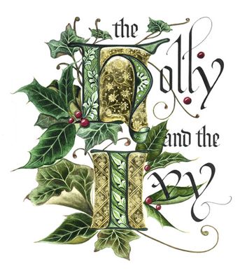 Holly And Ivy Drawing, The Holly And The Ivy, Holly And Ivy Christmas Decorations, Victorian Armoire, Winter Lettering, Merry Yule, Wish Fulfillment, Holly And The Ivy, Yule Tide