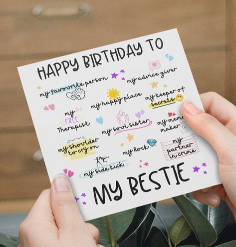 My Bestie Birthday, Bestie Birthday Card, Best Friend Birthday Card, Happy Birthday Bestie, Best Friend Birthday Cards, Happy Birthday Cards Handmade, Happy Birthday Cards Diy, Friend Birthday Card, Creative Birthday Cards