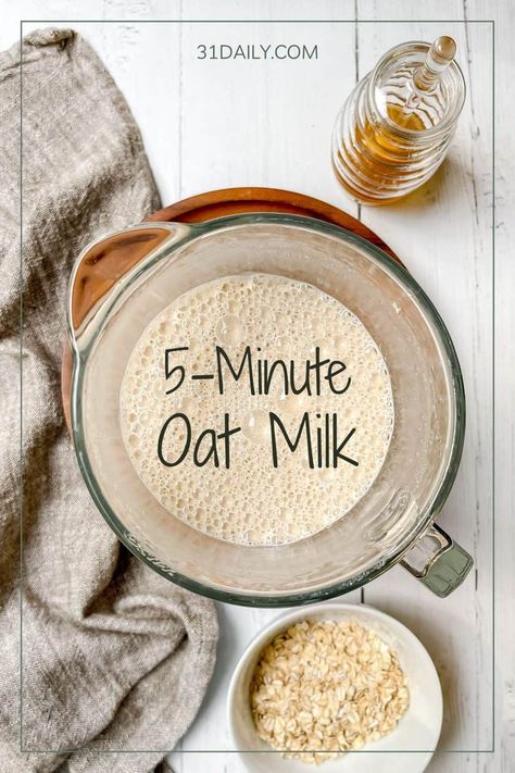 This Oat Milk Recipe is delicious, smooth and creamy, and incredibly easy to make at home. Perfect for morning tea and lattes. It keeps refrigerated for a week and takes merely 5 minutes to make... if that! Yeast Buns, Homemade Oat Milk, Special Diet Recipes, Oat Milk Recipe, 31 Daily, How To Make Oats, Nut Milk Bag, Special Diet, Granola Healthy