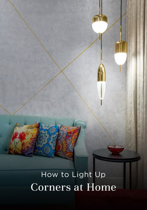 Lighting options for the corners at home Hanging Lamps Living Room Corner, Lamp In Corner, Living Room Corner Decor, Hanging Lights Living Room, Corner Lighting, Hanging Lamps Living Room, Corner Furniture, Living Room Corner, Corner Decor