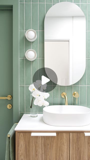 1.8M views · 61K likes | TileCloud on Instagram: "We reckon all small bathrooms should have a colour-matched door. Genius! 💭🙌🏼  Loni from @adoremagazine gave her bathroom a makeover, turning it into a tranquil green haven with our Newport Gloss Subway Jade Green Tiles 💚  Project by: @adoremagazine  Photography: @coastpark.creative  Paint @tint.paint   #tilecloud #tint #interiordesign #bathroomdesign #homerenovation" Jade Green Bathroom Tiles, Jade Bathroom, Green Tile Bathroom, Her Bathroom, Green Tiles, Tile Projects, Small Bathrooms, Green Tile, Green Bathroom