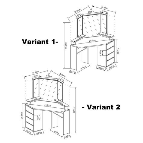 Latitude Run Diop Makeup Vanity with Mirror & Reviews | Wayfair.ca Makeup Vanity Plans, Diy Makeup Vanity Plans, Corner Makeup Vanity, Makeup Tables, Vanity With Mirror, Diy Makeup Vanity, White Drawers, Vanity Ideas, Vanity Set With Mirror