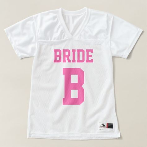 Bachelorette Jerseys, Sporty Pink Jersey For Sports Events, Pink Baseball Jersey For Game Day, Black And Pink Football Jersey, Pink Football Jersey, Bride Jersey, Womens Football Jersey, Pink Bachelorette Party, Pink Bachelorette