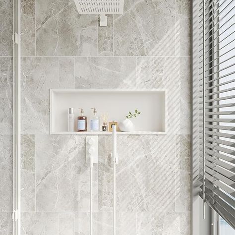 Neodrain 30X12Inch Shower Niche, White Stainless Niche NO Tile Needed Recessed Niche Shower for Bathroom Storage - Amazon.com Recessed Niche, Tile Shower Niche, Shower Niche, Bathroom Inspo, Shower Wall, Shower Tile, Bathroom Storage, Bathroom Interior Design, Bathroom Interior