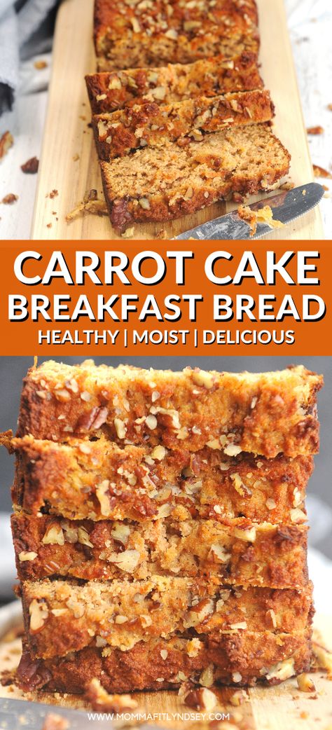 Breakfast Loaf Bread Healthy, Easter Brunch Carrot Cake, Carrot Brunch Recipes, Carrot Cake Loaf With Pineapple, Healthy Carrot Cake Bread, Healthy Carrot Cake Breakfast, Healthy Bread Loaf Recipes, Healthy Loaf Bread Recipes, Carrot Cake Bread Loaf With Pineapple