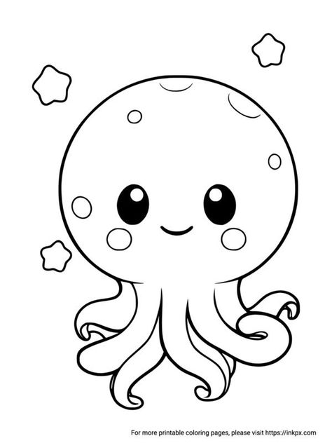 Free Printable Animal Coloring Pages Octopus Clipart Black And White, Minimal Coloring Pages, Cute Octopus Drawing, Octopus Printable, Whiteboard Doodles, Octopus Coloring, Cute Animal Coloring Pages, Octopus Cartoon, Octopus Colors