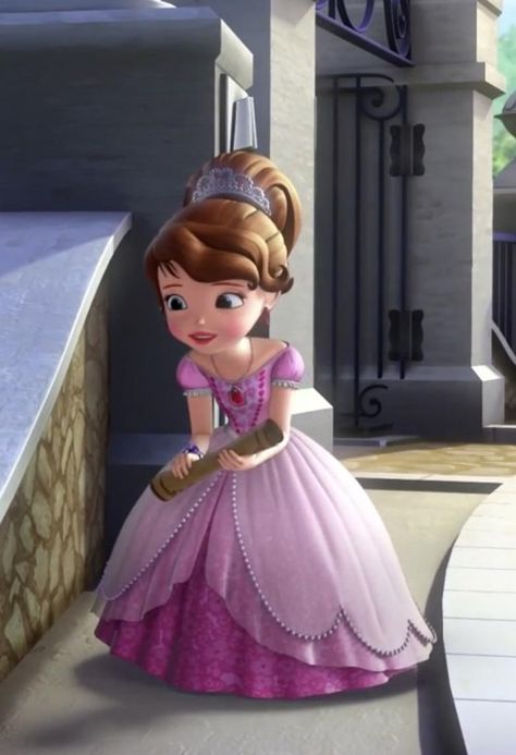 Princess Sofia in a Pink Dress. Pink Grad Dress, Sophia Princess, Princess Sofia Dress, Princes Sofia, Sofia The First Characters, Disney Princess Sofia, Princess Sofia The First, Princess Fairytale, Disney Nerd