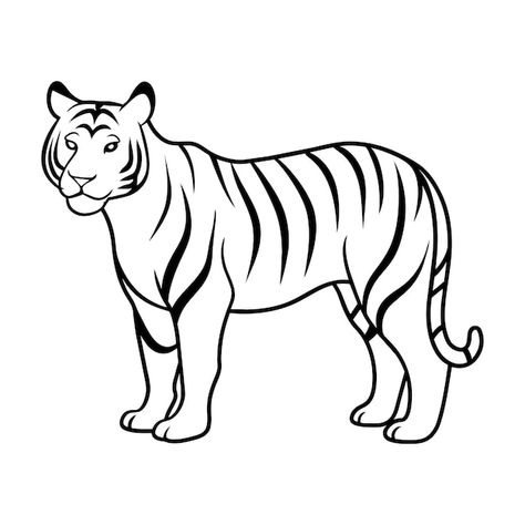 Vector line art illustration of a tiger ... | Premium Vector #Freepik #vector Tiger Clipart Black And White, Tiger Clipart, Vector Line Art, Line Art Illustration, Vector Line, Clipart Black And White, A Tiger, Art Illustration, Premium Vector