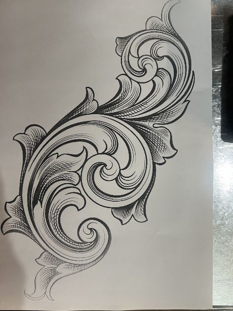 Filigree Tattoo Designs, Filigree Outline, Versace Tattoo, Aztec Drawing, Heraldry Design, Filigree Tattoo, Ornament Drawing, Leather Tooling Patterns, Tattoo Style Drawings