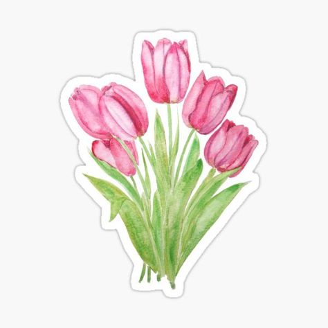 Pegatinas: Flores | Redbubble Printable Stickers Flowers, Printable Stickers For Journal, Aesthetic Stickers For Journal, Aesthetic Journal Stickers, Cute Flower Stickers, Holland Flowers, Cute Aesthetic Stickers, Flores Aesthetic, Laptop Stickers Aesthetic