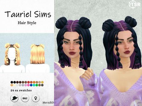 Lulu Hairstyles, White Streak In Hair, Mod For Sims 4, Kim Hair, Braided Pony, Sims 4 Dresses, Sims Hair, White Turtleneck, Sims 4 Game