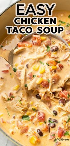 Creamy Chicken Taco Soup, Easy Chicken Taco Soup, Tomato Cream Cheese, Easy Chicken Taco, Chicken Taco Soup Recipe, Chicken Tacos Easy, Taco Soup Recipe, Chicken Taco Soup, Homemade Soup Recipe