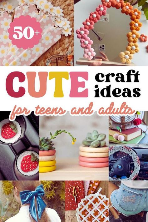 We've gathered the best list of cute craft ideas for teens and adults! Find over 50 easy and simple DIY tutorials using paper, clay, fabric, yarn, perler beads, and more! These tutorials are also great for older kids and middle schoolers. Craft Ideas For Teens, Fun Crafts For Teens, Girls Night Crafts, Easy Crafts For Teens, Teen Crafts, Cute Craft Ideas, Arts And Crafts For Teens, Arts And Crafts For Adults