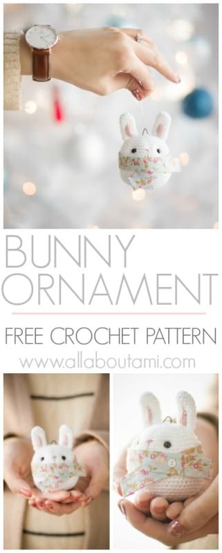 Mini Crochet Amigurumi, All About Ami, Crochet Christmas Ornaments Free, Crochet Amigurumi Patterns, Crochet Holiday, Winter Holiday Crafts, Knit Toys, Christmas Bunny, Craft Crochet