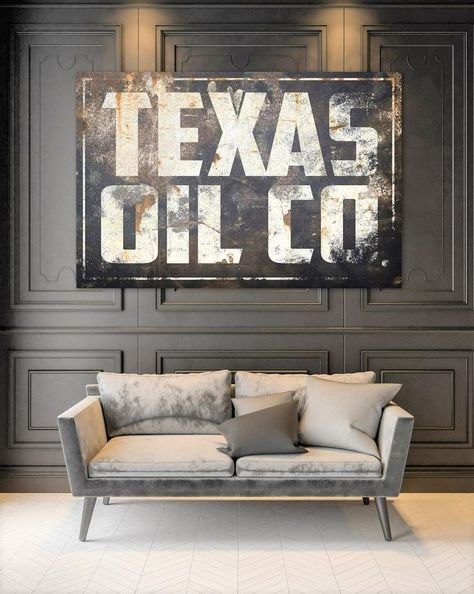 I’m helping a client who is moving to a new build home in Texas. Her previous home had a contemporary style and she wants her new home to have the same feel but with pops of rustic, Texas style without giving up her love for all things shiny. Continue to my blog for all my great finds and sources! www.thestripedbarn.com See link below Industrial Frames Wall Art, Texas Office Decor, Rustic Man Cave Decor, Texas Theme Bedroom, Texas Farmhouse Interiors, Masculine Decor Bedroom, Masculine Art Prints, Oilfield Decor, Modern Industrial Farmhouse Living Room