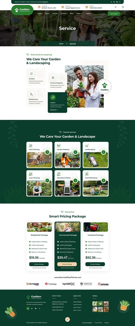 Gadden - Garden & Landscaping Figma Template Plant Web Design, Landscaping Website Design, Plant Website Design, Agriculture Website Design, Farming Website, Florist Website, Event Programs, Figma Template, Gardening Landscaping