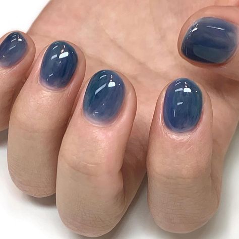 Blue Cute Nails, Desain Buklet, Hello Nails, Hippie Nails, Simple Gel Nails, Blue Nail Polish, Pretty Gel Nails, Blue Cute, Soft Nails