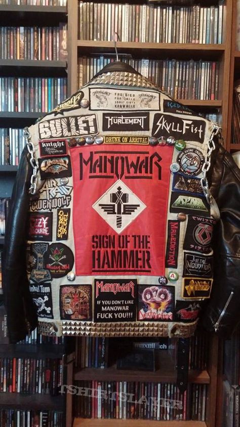 My battle jacket Battle Jacket Ideas Metal, Battle Jacket Ideas, Metal Vest, Battle Jackets, Battle Vest, Statement Jackets, Punk Fashion Diy, Combat Jacket, Metal Jacket