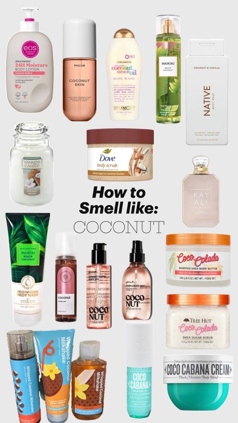 All the coconut body care you need to smell like coconut Coconut Body Care, Smell Like Coconut, How To Smell Good, Coconuts Beach, To Smell Good, Things I Wanna Buy, Xmas Wishlist, Breakfast Meal, Pretty Skin Care