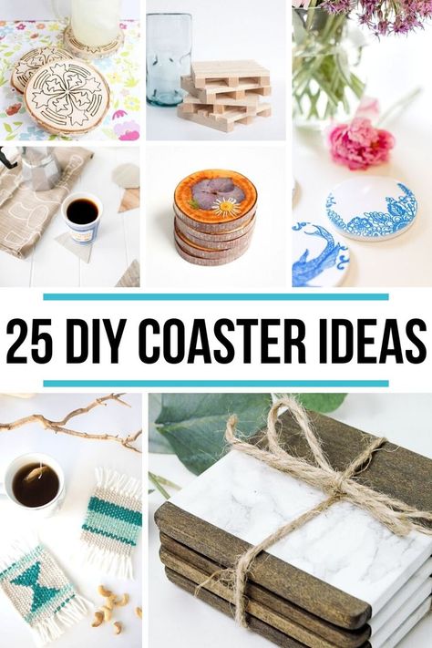 These 25 creative DIY coasters are great ideas to make this weekend! You only need a few supplies to make your own coasters! Use what you have on hand while you're stuck at home, and make these DIY coasters this weekend! #diyproject #coasters Diy Wood Coasters, Wood Coasters Diy, Popsicle Stick Diy, Geometric Coaster, Coaster Crafts, Cool Coasters, How To Make Coasters, Hexagon Coasters, Work Diy