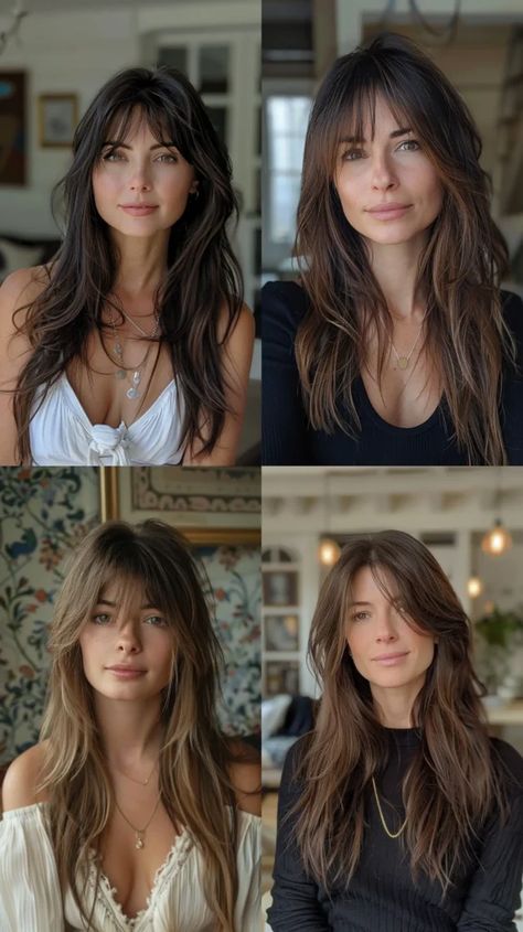 Kinds Of Bangs, Hairstyles With Straight Hair, Curtain Bangs Hairstyles, Long Curtain Bangs, Fringe Styles, Hair Fringe, Haircut Inspo, Haircut Styles For Women, Long Haircuts