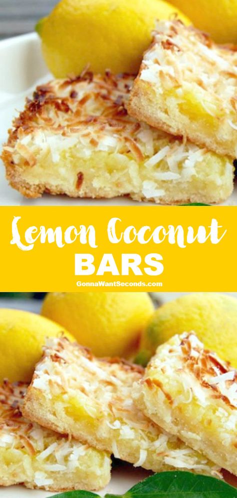 Lemon Coconut Bars, Dessert Halloween, Coconut Desserts, Coconut Bars, Lemon Dessert Recipes, Lemon Coconut, Oreo Dessert, Lemon Bars, Coconut Recipes