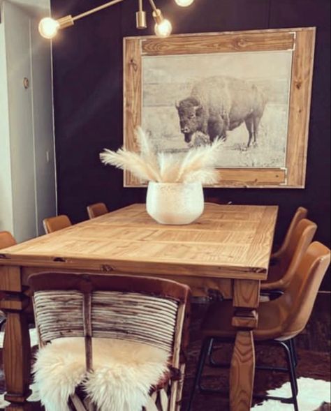 Reindeer Pelt Decor, Southwestern Boho Dining Room, Western Theme Interior Design, Ranch Glam Home Decor, Southwestern Rustic Decor, Boho Hunting Decor, Western Modern Dining Room, Ranch Glam Bedroom, Yellowstone Decor Home Rustic