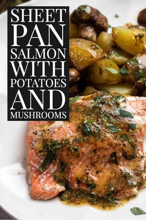 Salmon Mushrooms Recipes, Salmon And Mushrooms, Mushroom Salmon, Salmon With Mushrooms, Salmon Mushroom, Pan Roasted Salmon, Salmon With Potatoes, One Pan Salmon, Crockpot Salmon