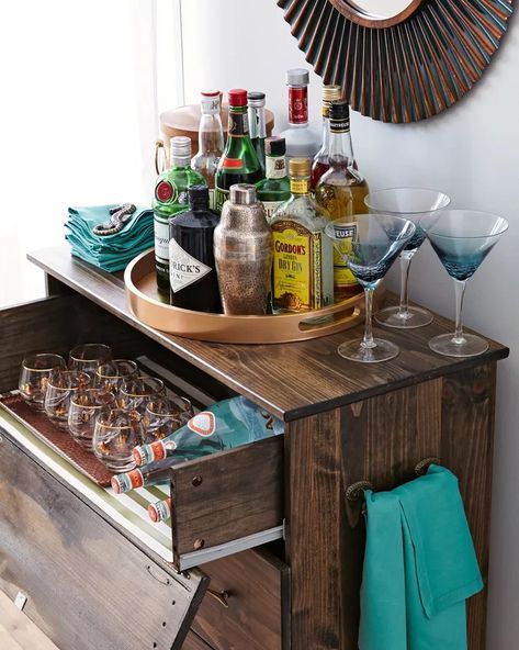 35 Home Bar Ideas Perfect for Entertaining Coffee Bar Ikea, Ikea Bar Cart, Ikea Cart, Coffee Bar Cart, Ikea Bar, Basement Bars, Beverage Station, Home Bar Ideas, Christmas Coffee Bar