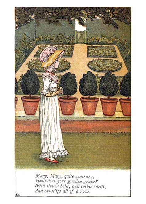 Mary, Mary, Quite Contrary – Old Book Illustrations Old Book Illustrations, Mary Mary Quite Contrary, Old Nursery Rhymes, Mary Quite Contrary, Kate Greenaway, Mary Mary, Book Illustration Art, Garden Animals, Writing Poems