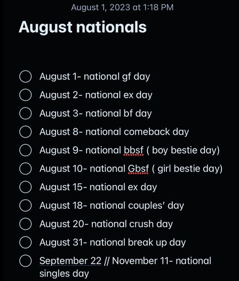 1 August Girlfriend Day, When Is National Girlfriend Day, October National Days 2023, When Is National Boyfriend Day, August 1st National Girlfriend Day Aesthetic, August National Days, International Girlfriends Day, National Gf Day Post, Happy National Gf Day