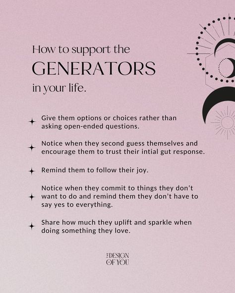 How do you like to be supported by the people in your life? 🤍✨ Every energy type thrives on different things and ways of being 🪐 It can be really detrimental to think that others in your life work the same way as you, especially before knowing their energy type. Share this post with those you love & try putting some of these into action! Trust me, by incorporating just a few of these tips into your life you will see a huge difference in your relationships and energy levels 🔥 Let me know i... Golden Throne, Healing Symbols, Gene Keys, Create Your Dream Life, Human Design System, Desired Reality, Holistic Therapies, Spiritual Tools, Personality Type