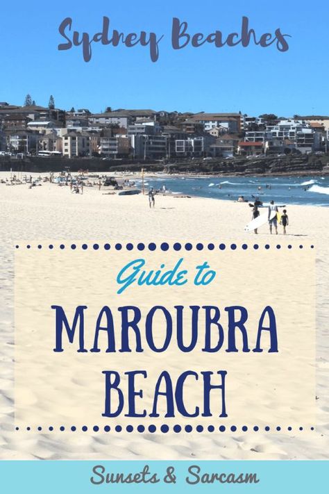 Spend the day on the sprawling white, 1km-long Maroubra Beach in Sydney! With huge crashing waves it's perfect for surfing; you can even hire a surfboard there! The skate park and playground make it great for kids, and the track behind the beach is perfect for a short stroll. A brilliant day out in Sydney! #Sydney #Maroubra #SydneyBeach #SunsetsandSarcasm Maroubra Beach, Sydney Australia Travel, Moving Guide, City Of Adelaide, Sydney Beaches, Australia Tourism, Australia Itinerary, Australia Vacation, Sand Surfing