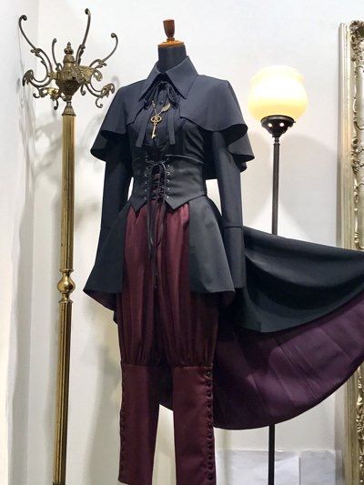 Gothic Butler Outfit, Fancy Butler Outfit, Fantasy Servant Outfit, Music Conductor Outfit, Dark Prince Aesthetic Outfit, French Fantasy Clothes, Androgynous Fantasy Outfit, Goth Fantasy Outfit, Butler Outfit Designs