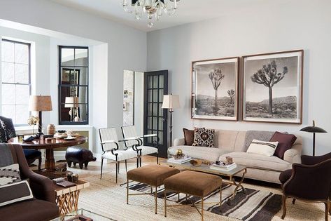 The Trick To Mixing Modern and Traditional Furniture Mixing Modern And Antique Furniture, Earth Tone Living Room, Masculine Interior Design, Traditional Living Room Furniture, Best Gray Paint Color, Loft Industrial, Gray Paint, Traditional Interior Design, Nate Berkus