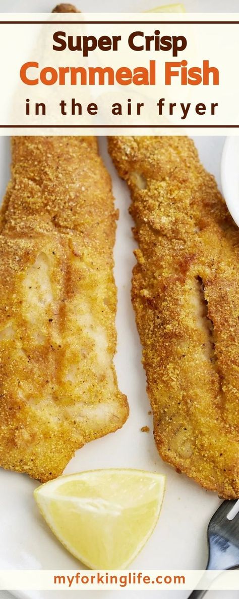 Enjoy your favorite fried fish without the guilt! These fish filets are covered in a cornmeal crust that cooks up super crispy! The inside stays flaky and tender, perfect for dipping in your favorite sauce. Best of all, it cooks up in the air fryer with almost no oil! You can make this on repeat all summer long. Fish In The Air Fryer, Air Fry Fish Recipe, Crispy Air Fryer Fish, Air Fryer Fish Recipe, Cornmeal Crust, Air Fried Fish, Air Fryer Fish Recipes, New Air Fryer Recipes, Air Fryer Fish