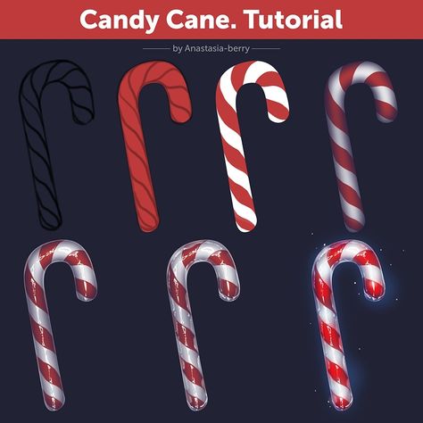 Candy Cane. Tutorial | Patreon Candy Cane Paintings On Canvas, Candy Cane Drawing, Candy Cane Art, Submarine Drawing, Candy Drawing, Procreate Ideas, Procreate Ipad Tutorials, Ipad Tutorials, Candy Art