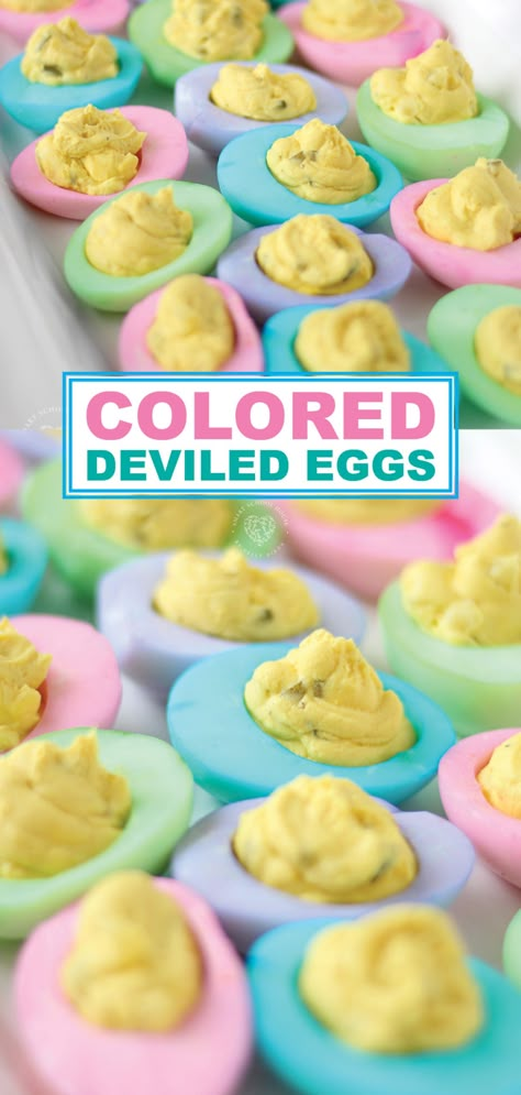 Deviled Eggs For Easter, Colored Deviled Eggs, Easter Deviled Eggs, Easter Party Food, Smart School House, Eggs For Easter, Easter Appetizers, Easter Dishes, Festive Appetizers